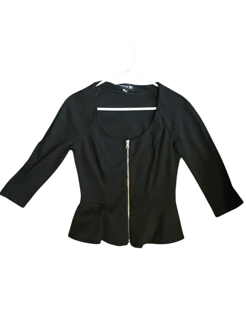 Forever 21 Black Peplum Top with Zipper